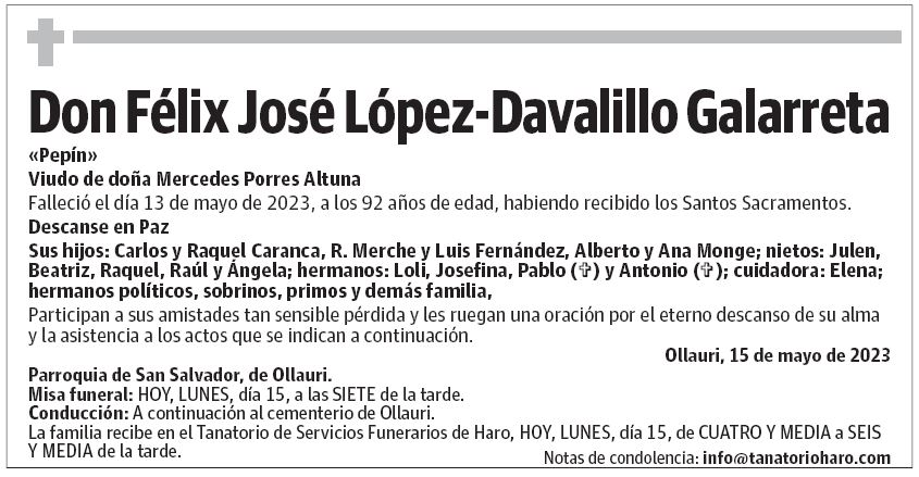 Don Félix José López-Davalillo Galarreta