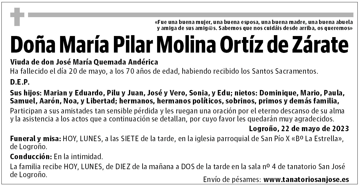 Doña María Pilar Molina Ortíz de Zárate