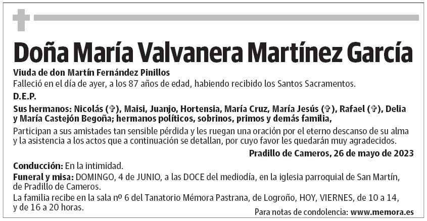 Doña María Valvanera Martínez García