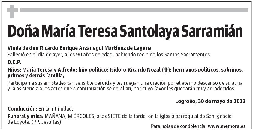 Doña María Teresa Santolaya Sarramián