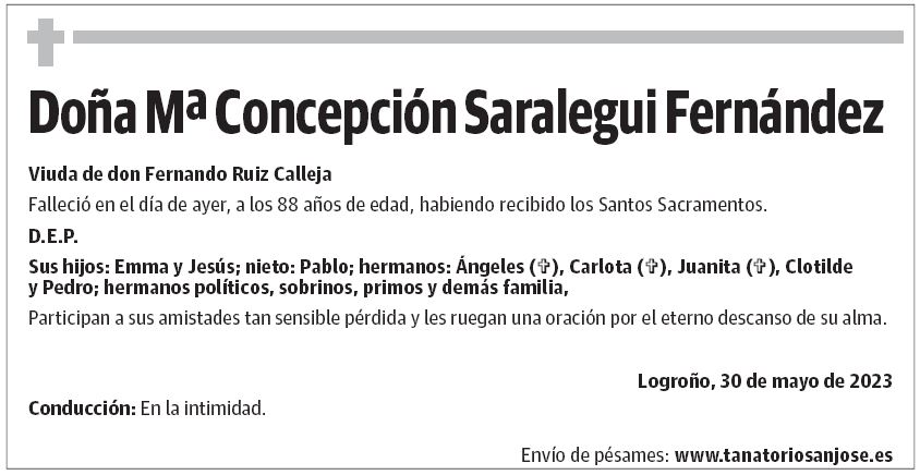 Doña Mª Concepción Saralegui Fernández