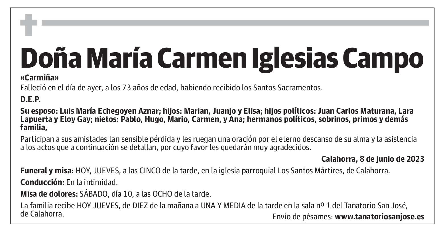 Doña María Carmen Iglesias Campo