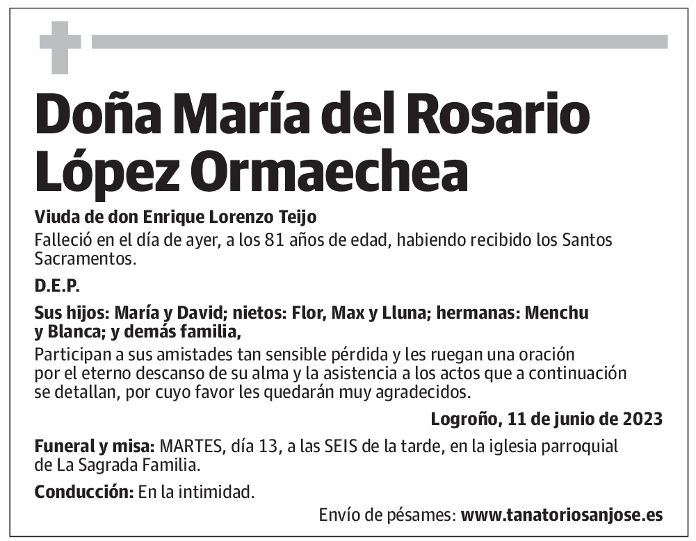 Doña María del Rosario López Ormaechea