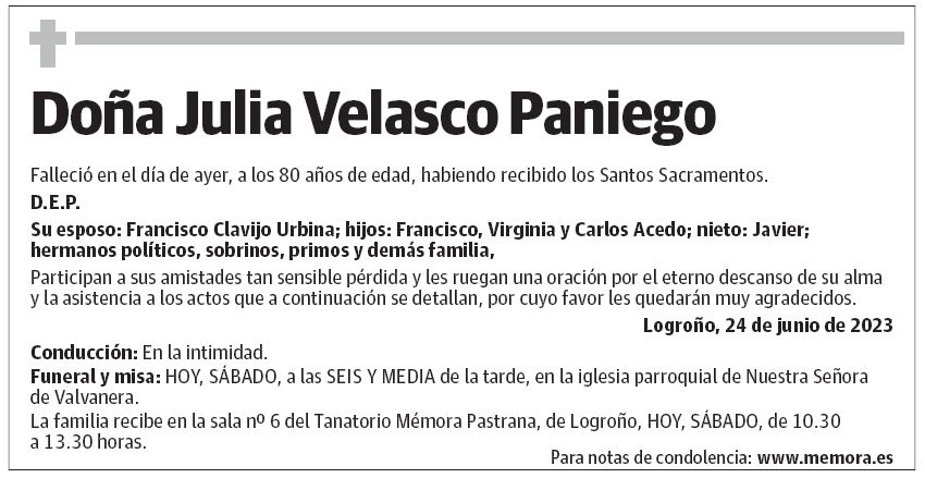Doña Julia Velasco Paniego