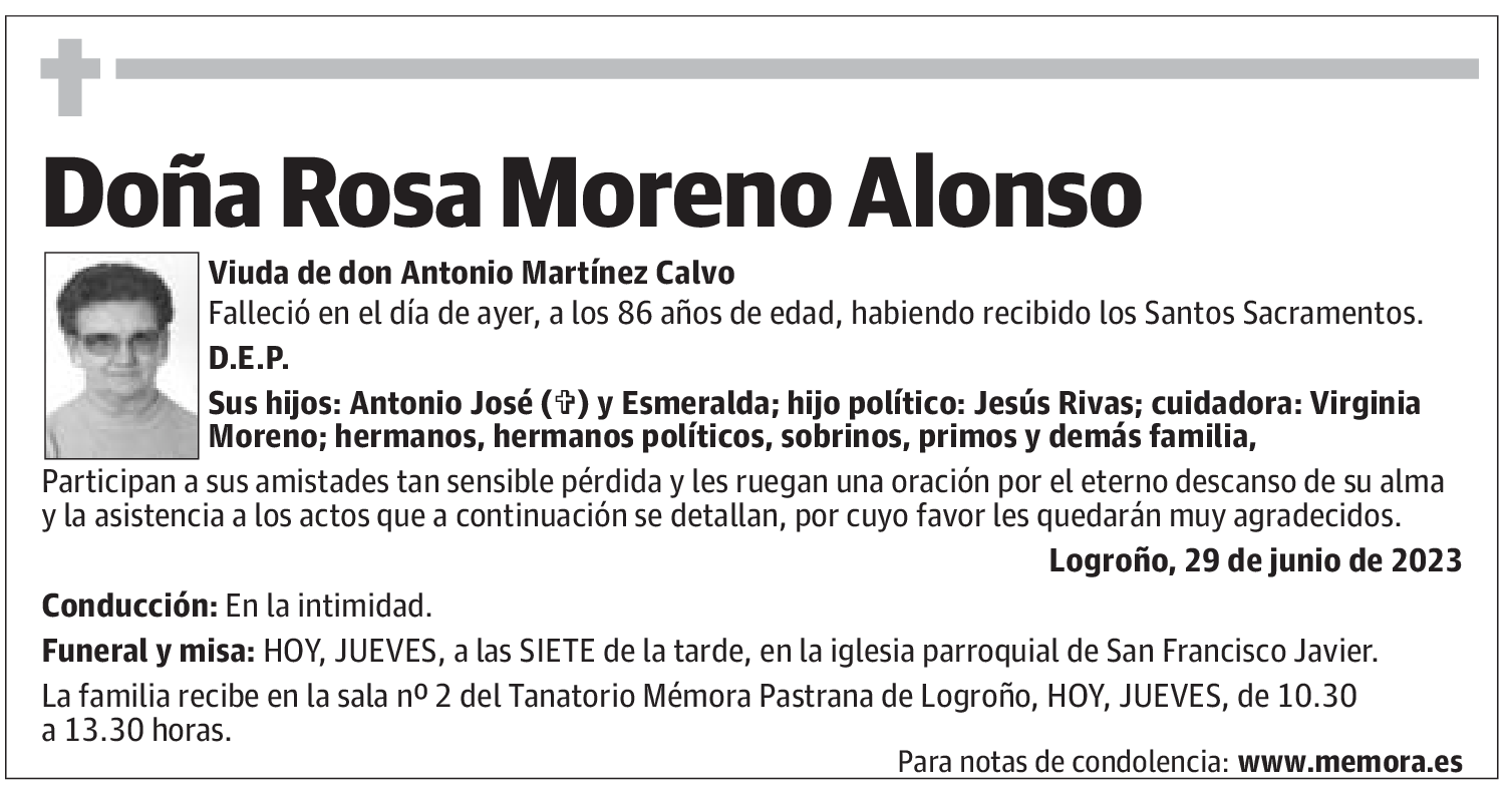 Doña Rosa Moreno Alonso