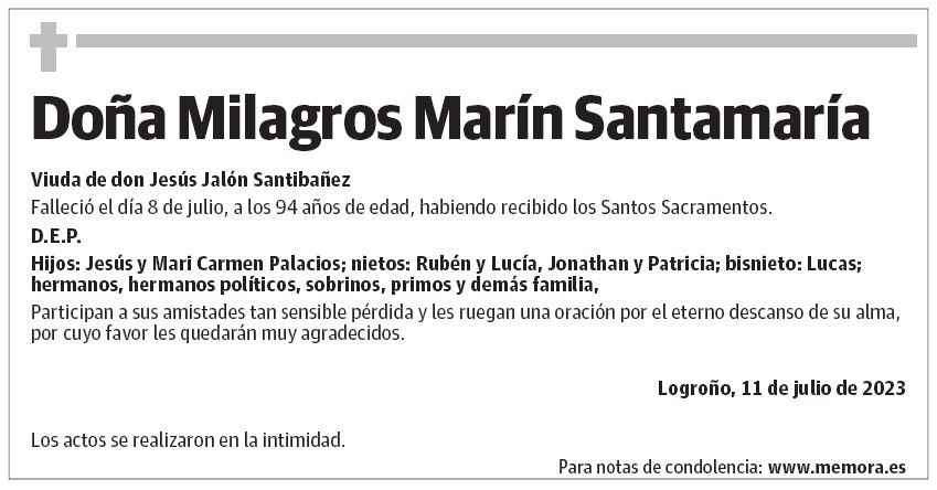 Doña Milagros Marín Santamaría