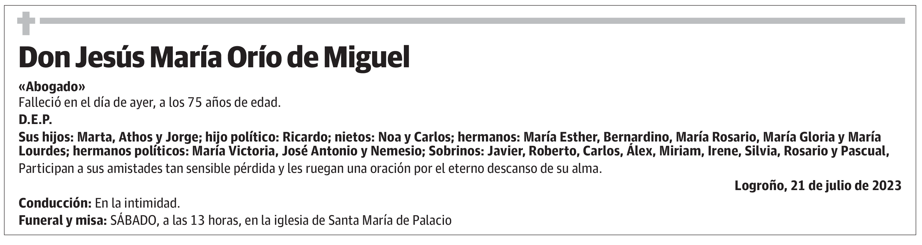 Don Jesús María Orío de Miguel