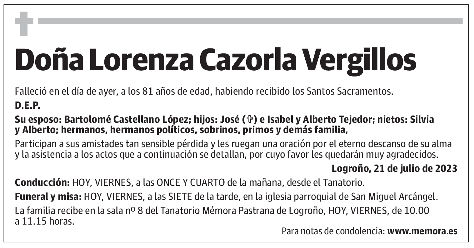 Doña Lorenza Cazorla Vergillos
