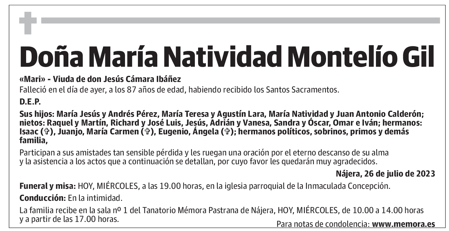 Doña María Natividad Montelío Gil
