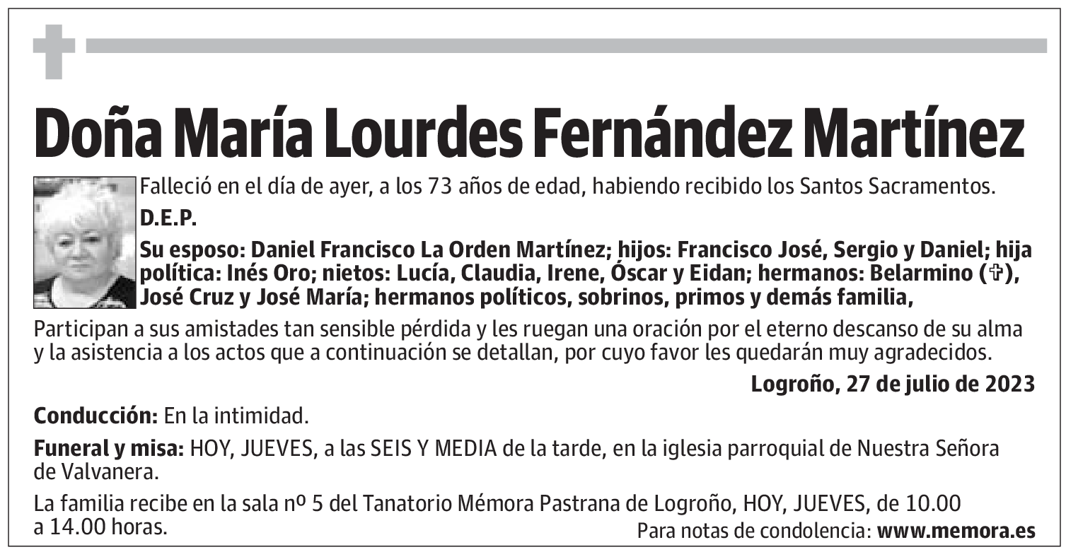 Doña María Lourdes Fernández Martínez