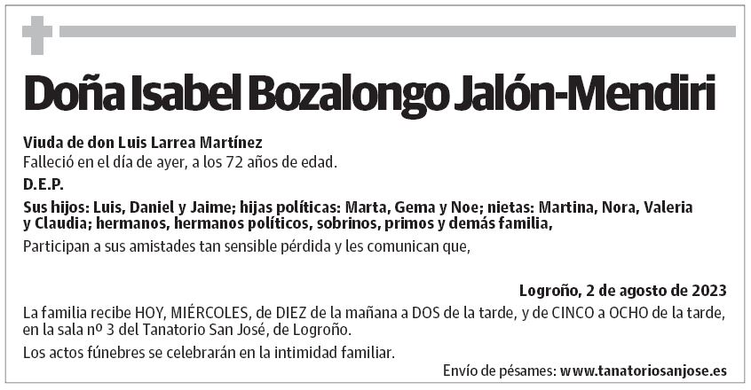 Doña Isabel Bozalongo Jalón-Mendiri