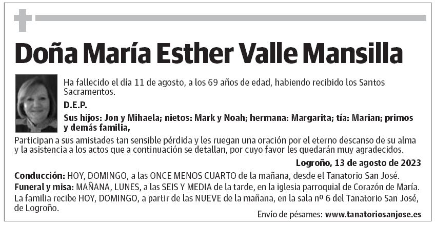 Doña María Esther Valle Mansilla