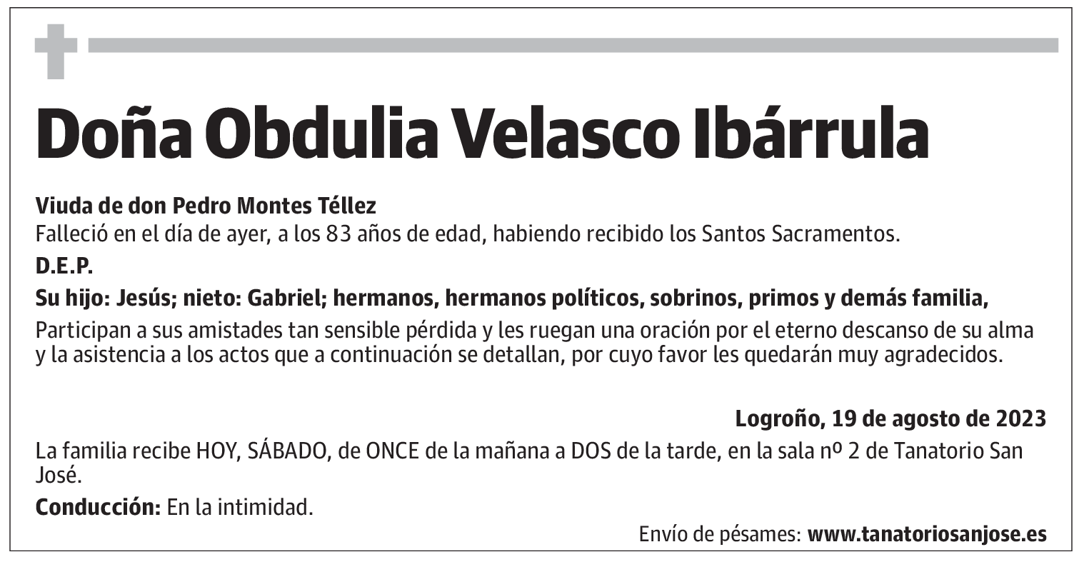 Doña Obdulia Velasco Ibárrula