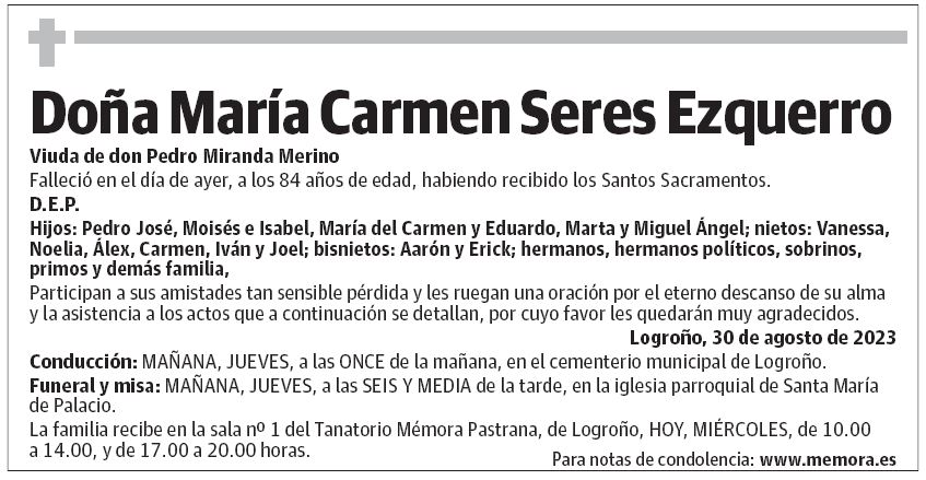 Doña María Carmen Seres Ezquerro