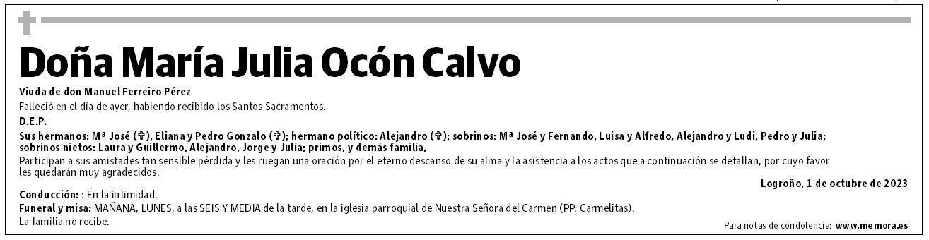 Doña María Julia Ocón Calvo