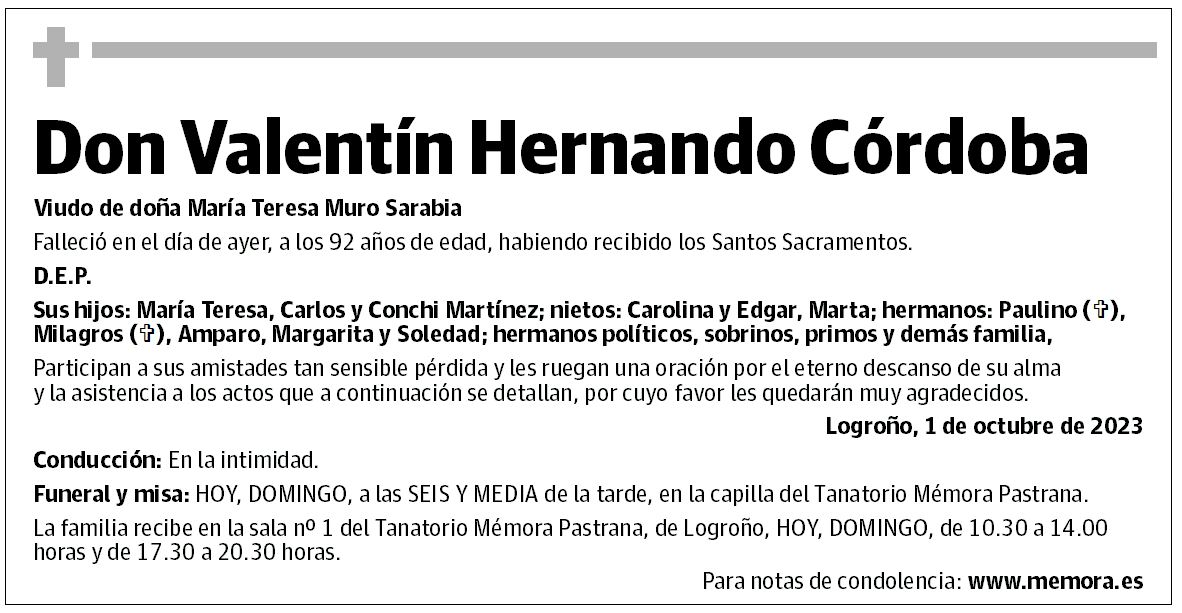 Don Valentín Hernando Córdoba