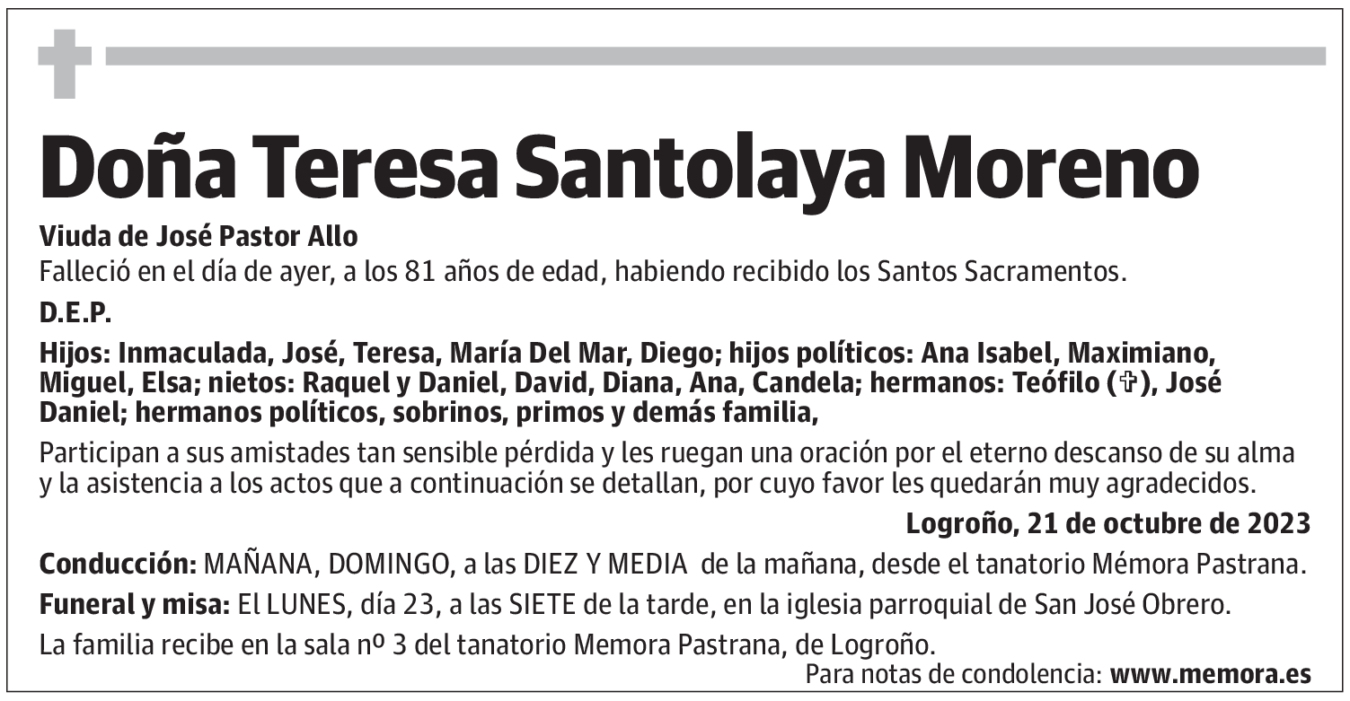 Doña Teresa Santolaya Moreno