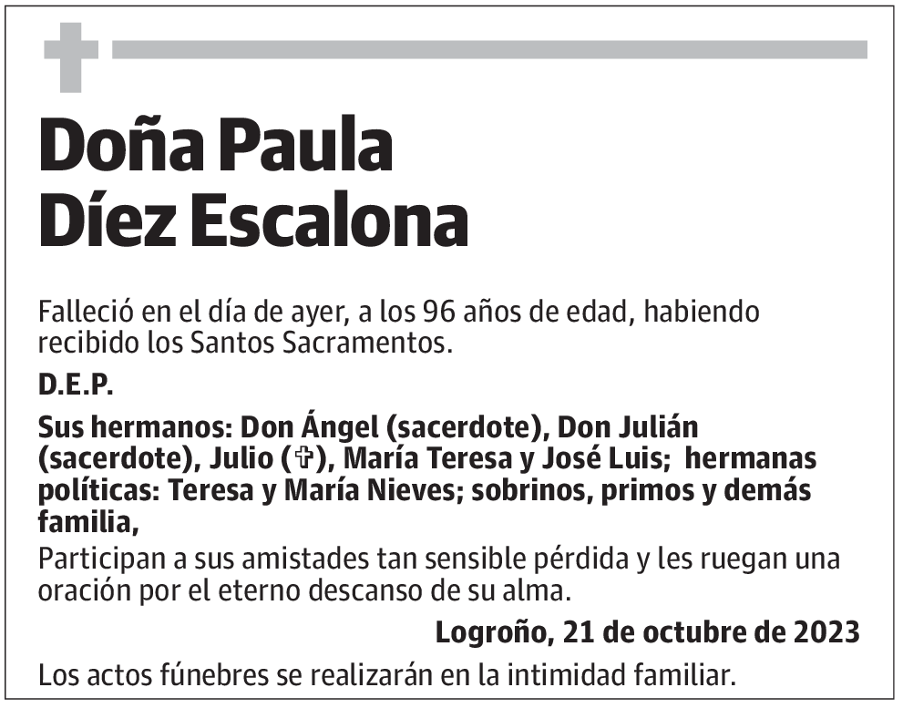 Doña Paula Díez Escalona
