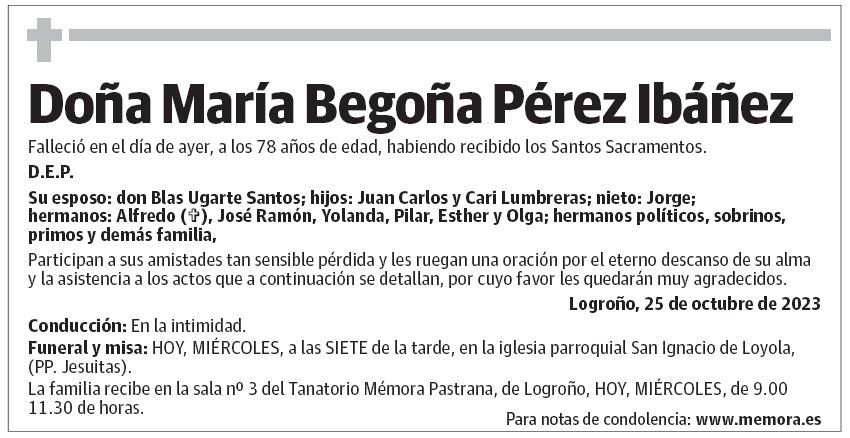 Doña María Begoña Pérez Ibáñez