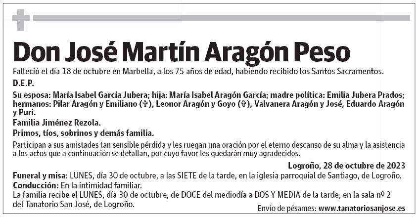 Don José Martín Aragón Peso