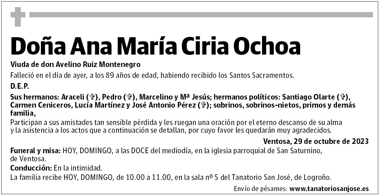 Doña Ana María Ciria Ochoa