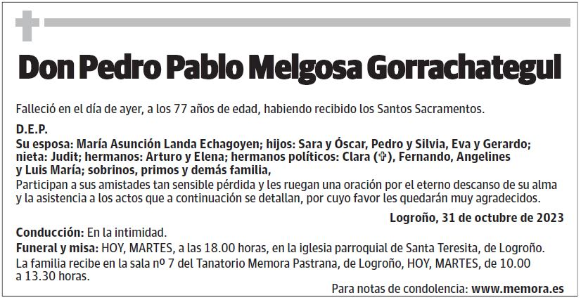 Don Pedro Pablo Melgosa Gorrachategui