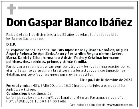 Don Gaspar Blanco Ibáñez