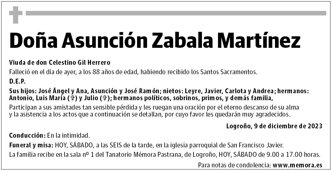 Doña Asunción Zabala Martínez