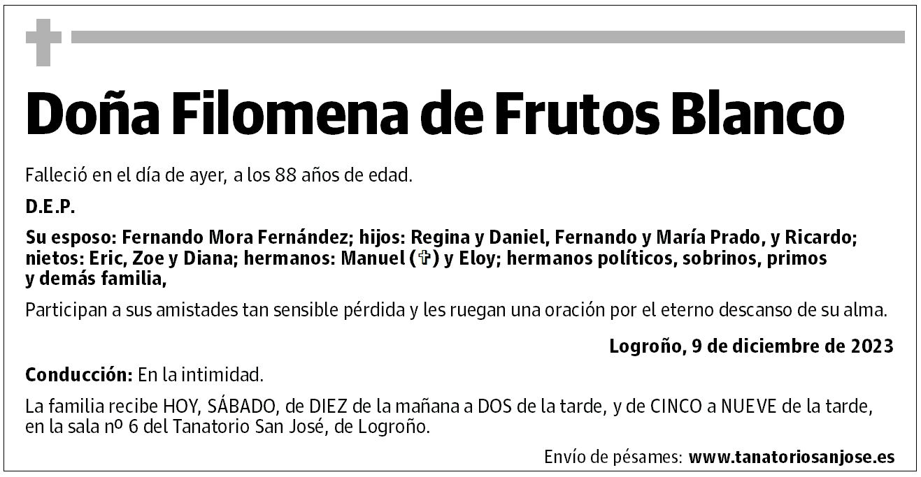 Doña Filomena de Frutos Blanco