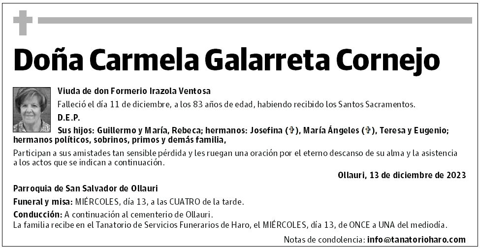 Doña Carmela Galarreta Cornejo