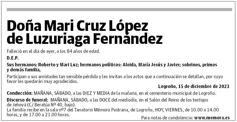 Doña Mari Cruz López de Luzuriaga Fernández