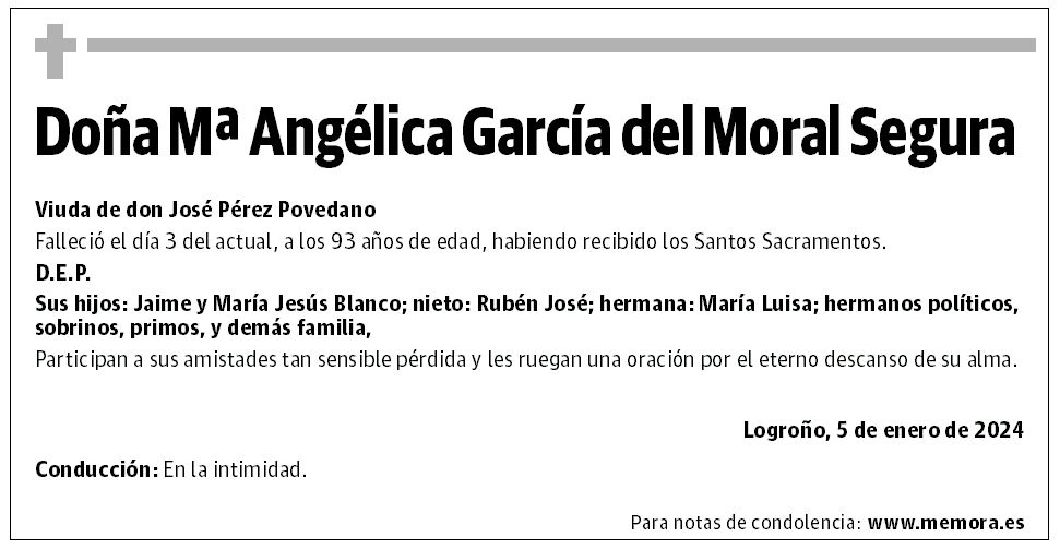 Doña Mª Angélica García del Moral Segura