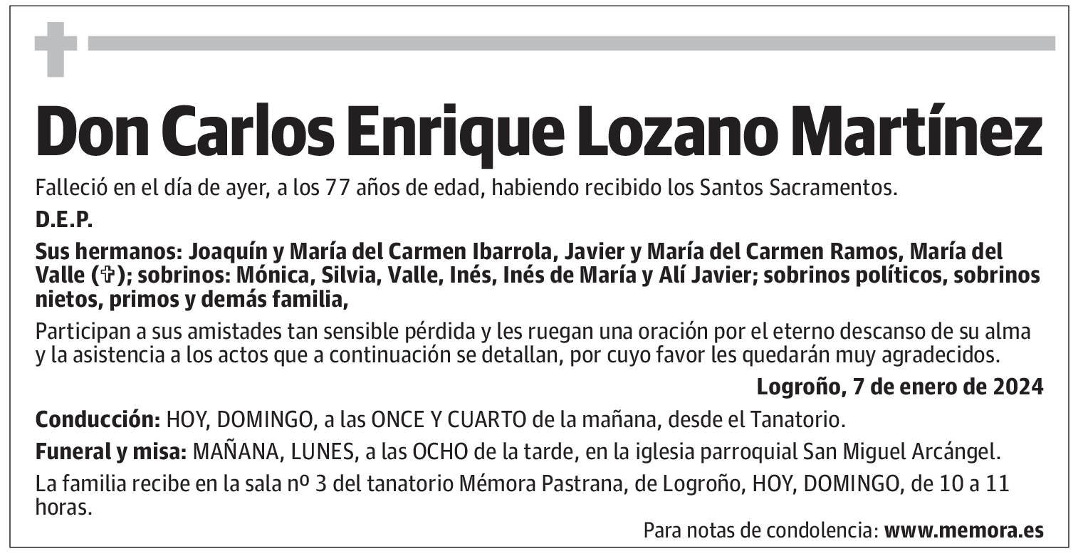 Don Carlos Enrique Lozano Martínez