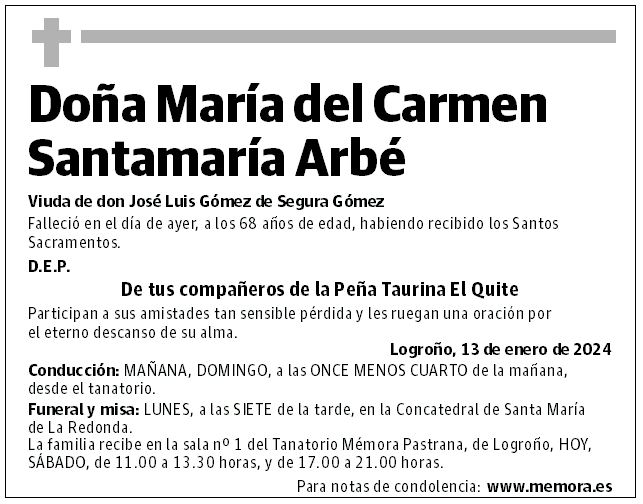 Doña María del Carmen Santamaría Arbé