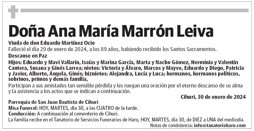 Doña Ana María Marrón Leiva