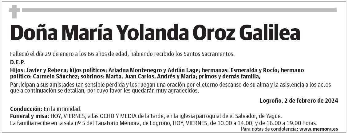 Doña María Yolanda Oroz Galilea