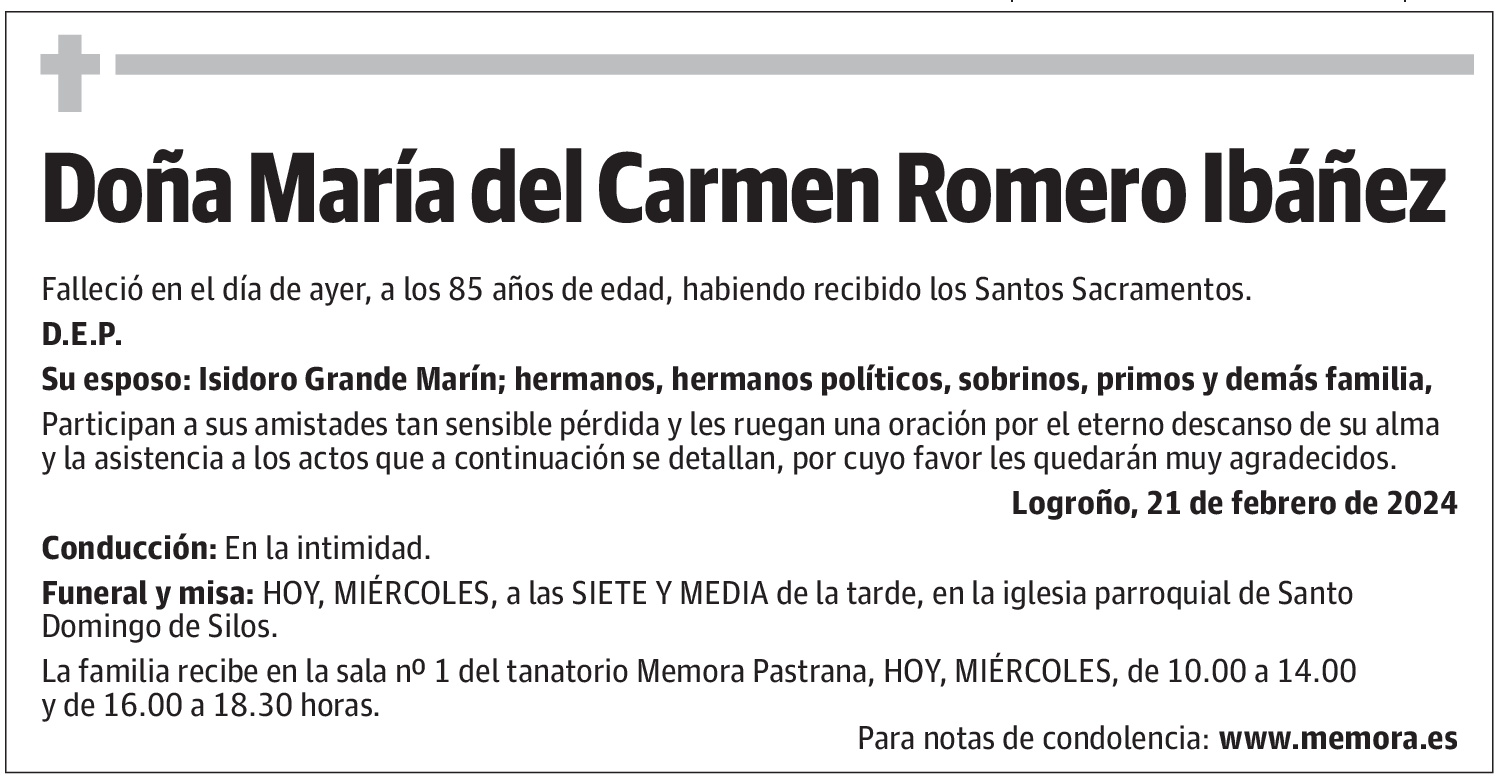 Doña María del Carmen Romero Ibáñez