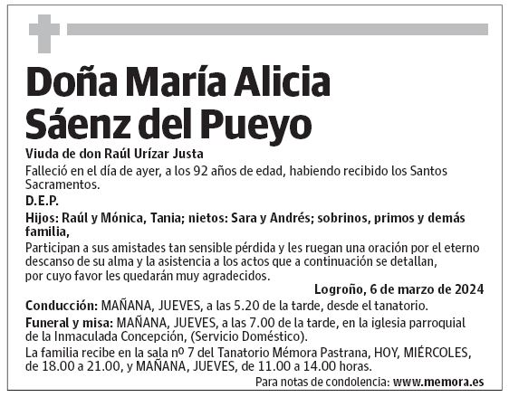 Doña María Alicia Sáenz del Pueyo