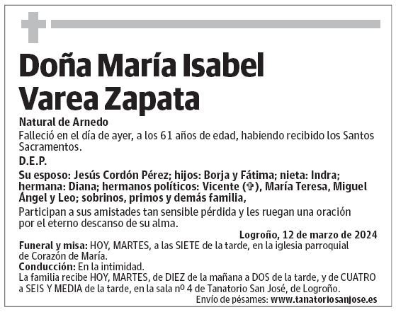 Doña María Isabel Varea Zapata