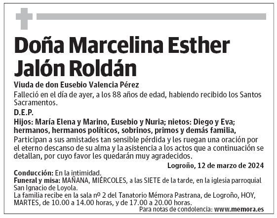 Doña Marcelina Esther Jalón Roldán