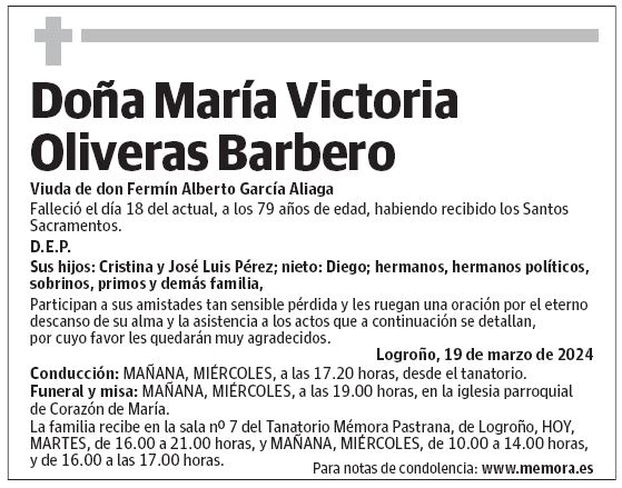 Doña María Victoria Oliveras Barbero