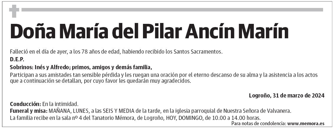 Doña María del Pilar Ancín Marín
