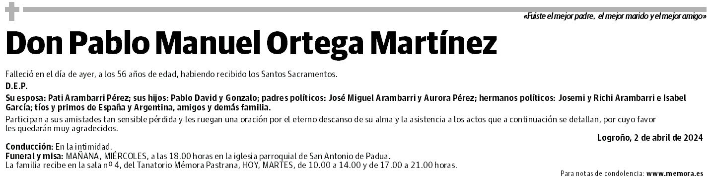 Don Pablo Manuel Ortega Martínez