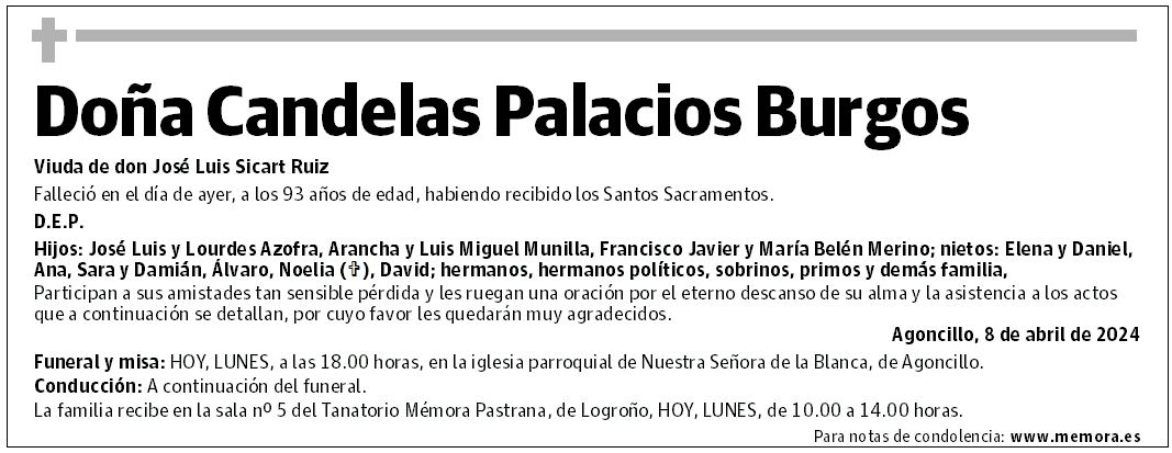 Doña Candelas Palacios Burgos