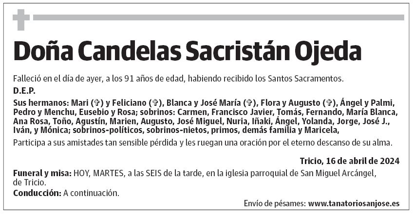 Doña Candelas Sacristán Ojeda