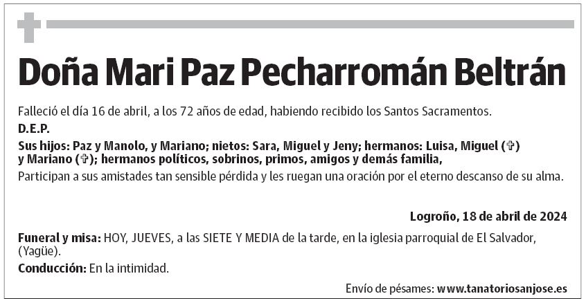 Doña Mari Paz Pecharromán Beltrán