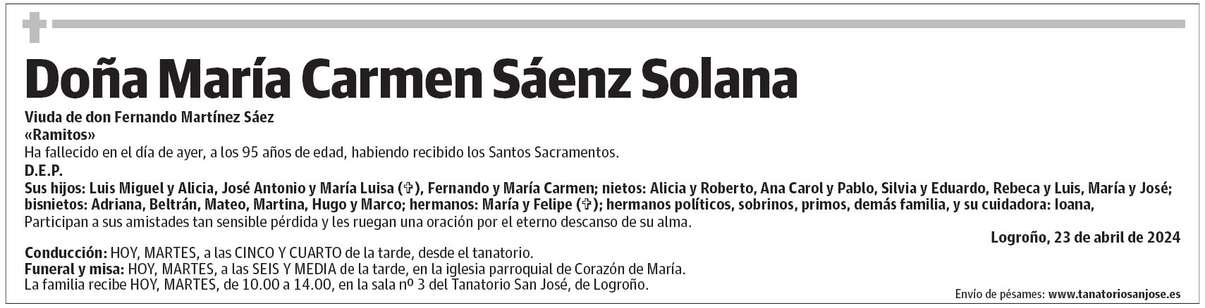 Doña María Carmen Sáenz Solana