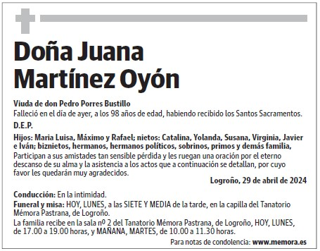 Doña Juana Martínez Oyón