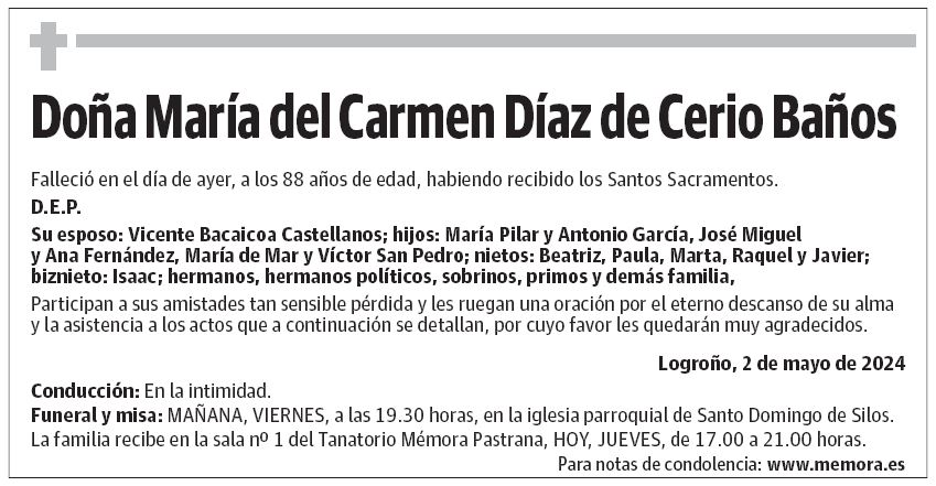 Doña María del Carmen Díaz de Cerio Baños