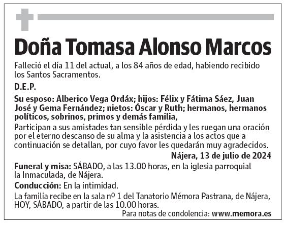 Doña Tomasa Alonso Marcos
